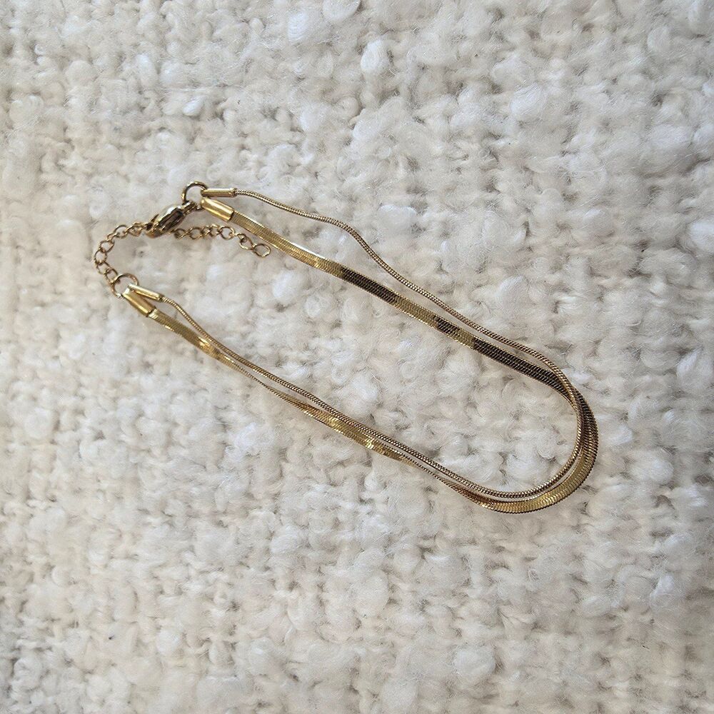 Delicate Double Chain Gold Tone Bracelet